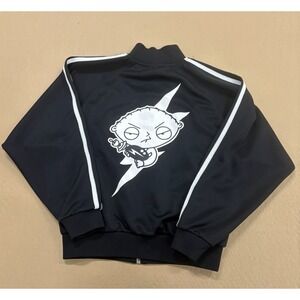 Vintage Family Guy Jacket Mens XS Black White Stewie Lightning Track Cartoon
